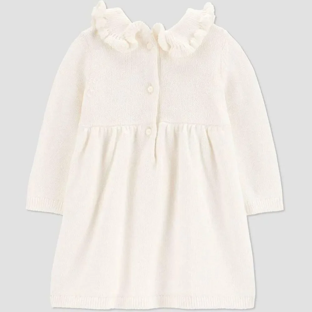 Carter's Just One You Ivory Knit Sweater Ruffle Collar Baby Dress 6m